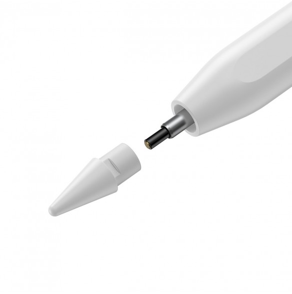 Baseus stylus med trådlös laddning för iPad vit + utbytbar spets
