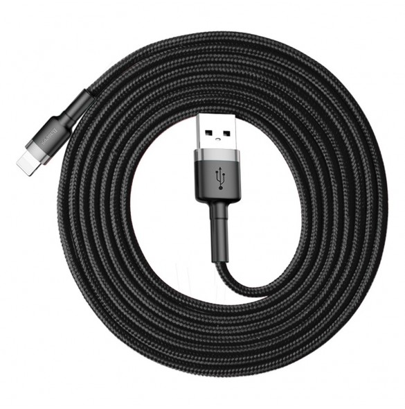 Baseus Cafule-kabel slitstark nylonkabel USB / Lightning QC3.0 1.5A 2M svart (CALKLF-CG1)