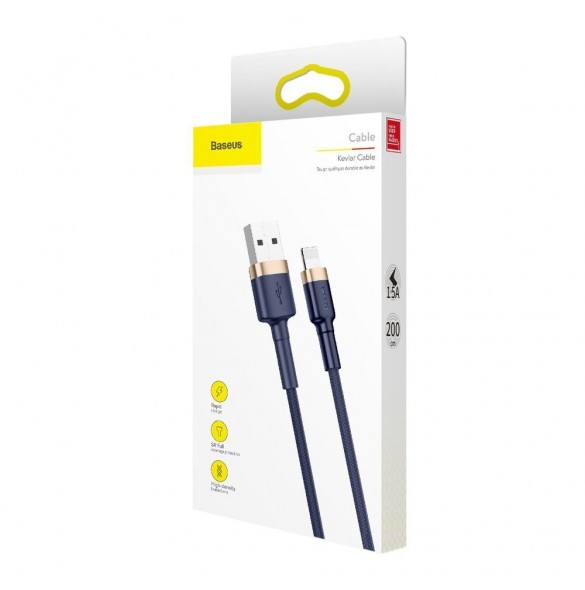 Baseus Cafule-kabel slitstark nylonkabel USB / Lightning QC3.0 1.5A 2M blå (CALKLF-CV3)