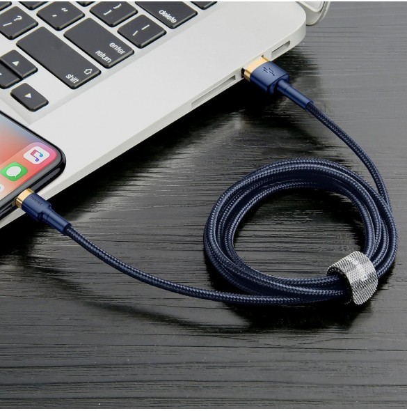 Baseus Cafule-kabel slitstark nylonkabel USB / Lightning QC3.0 1.5A 2M blå (CALKLF-CV3)