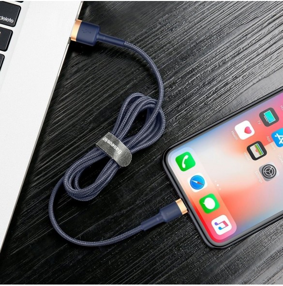 Baseus Cafule-kabel slitstark nylonkabel USB / Lightning QC3.0 1.5A 2M blå (CALKLF-CV3)