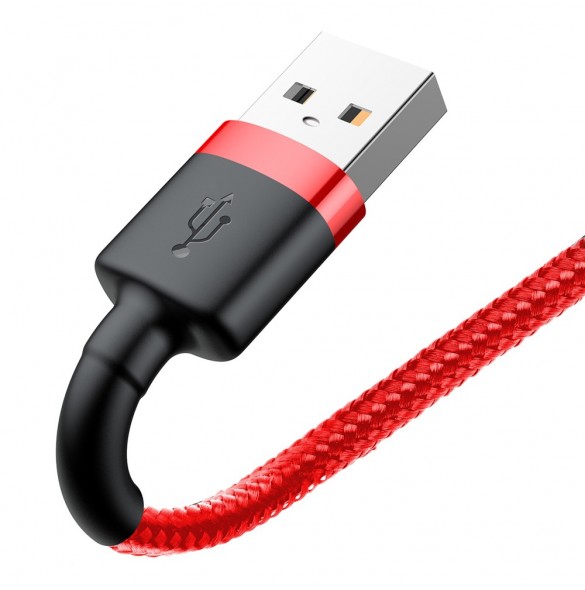 Baseus Cafule-kabel slitstark nylonkabel USB / Lightning QC3.0 1.5A 2M röd (CALKLF-C09)