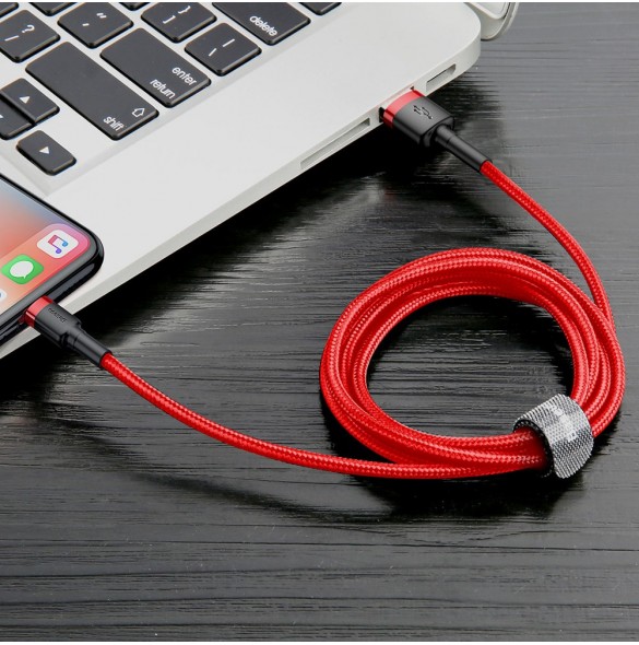 Baseus Cafule-kabel slitstark nylonkabel USB / Lightning QC3.0 1.5A 2M röd (CALKLF-C09)