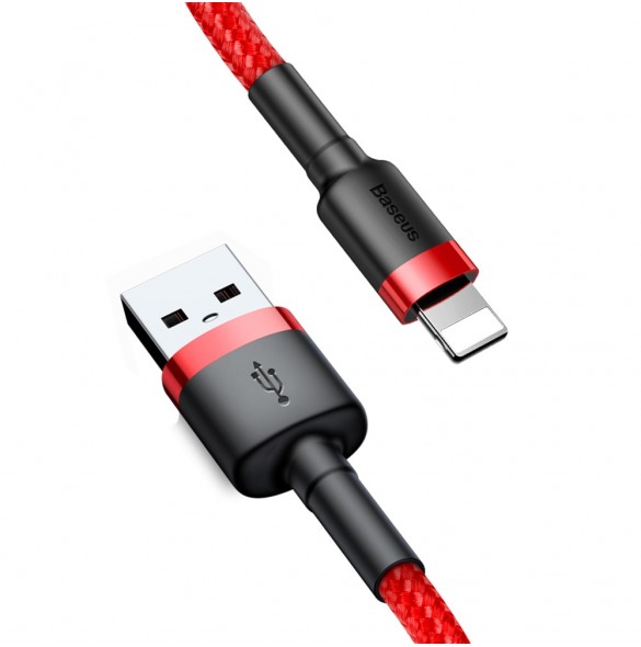 Baseus Cafule-kabel slitstark nylonkabel USB / Lightning QC3.0 1.5A 2M röd (CALKLF-C09)