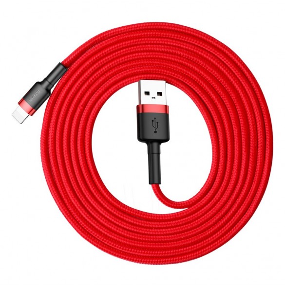 Baseus Cafule-kabel slitstark nylonkabel USB / Lightning QC3.0 1.5A 2M röd (CALKLF-C09)