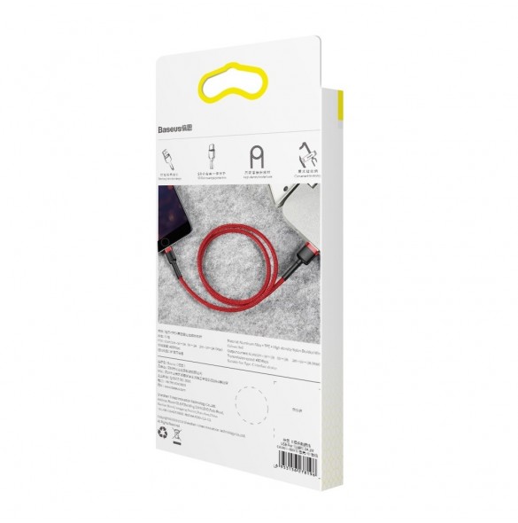 Baseus Cafule-kabel slitstark nylonkabel USB / Lightning QC3.0 1.5A 2M röd (CALKLF-C09)