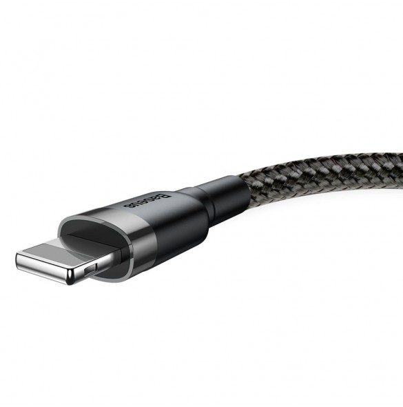 Baseus Cafule-kabel slitstark nylonkabel USB / Lightning QC3.0 2.4A 0.5M svart-grå (CALKLF-AG1)