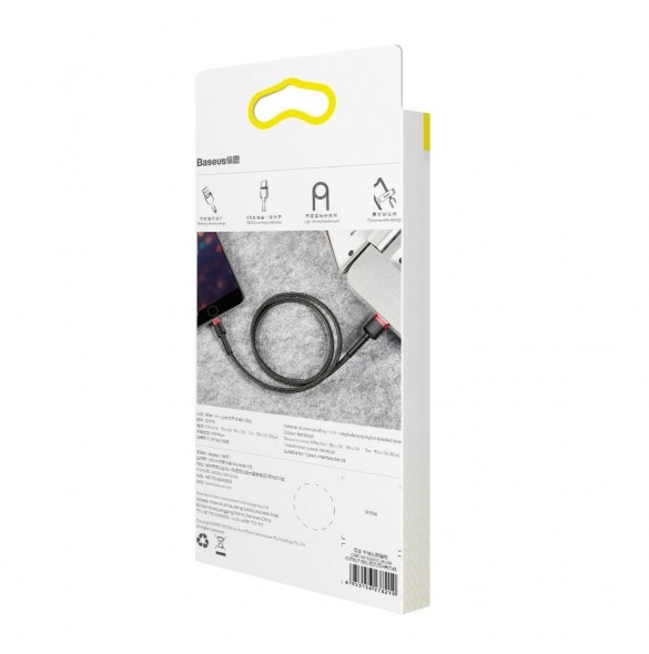Baseus Cafule-kabel slitstark nylonkabel USB / Lightning QC3.0 2.4A 0.5M svart-röd (CALKLF-A19)