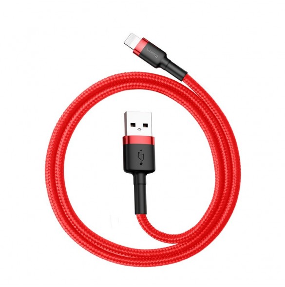 Baseus Cafule-kabel slitstark nylonkabel USB / Lightning QC3.0 2.4A 0.5M röd (CALKLF-A09)