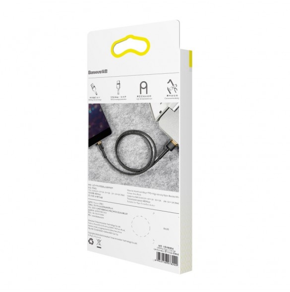 Baseus Cafule Kabel slitstark nylonkabel USB / Lightning QC3.0 2.4A 1M svart-guld (CALKLF-BV1)