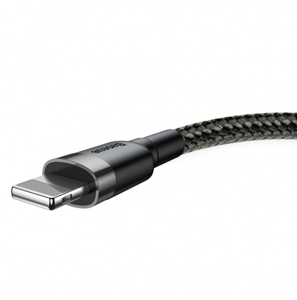 Baseus Cafule-kabel slitstark nylonkabel USB / Lightning QC3.0 2.4A 1M svart-grå (CALKLF-BG1)
