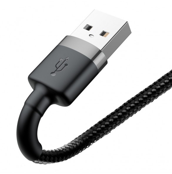 Baseus Cafule-kabel slitstark nylonkabel USB / Lightning QC3.0 2.4A 1M svart-grå (CALKLF-BG1)