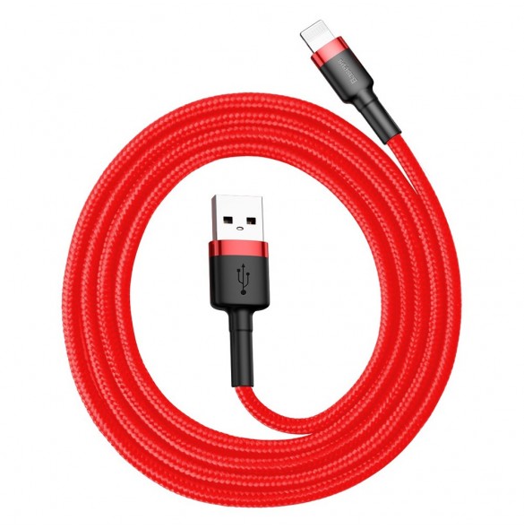 Baseus Cafule-kabel slitstark nylonkabel USB / Lightning QC3.0 2.4A 1M röd (CALKLF-B09)