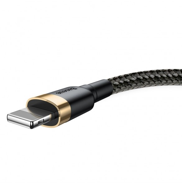 Baseus Cafule-kabel slitstark nylonkabel USB / Lightning QC3.0 2A 3M svart-guld (CALKLF-RV1)