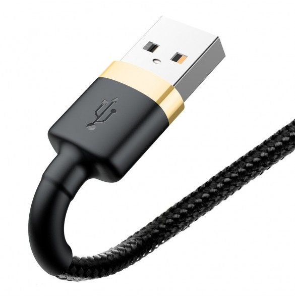 Baseus Cafule-kabel slitstark nylonkabel USB / Lightning QC3.0 2A 3M svart-guld (CALKLF-RV1)