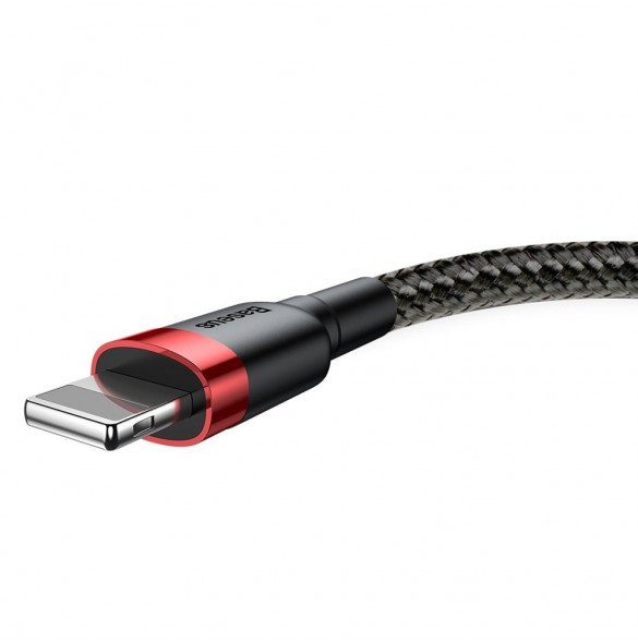 Baseus Cafule-kabel slitstark nylonsladd USB / Lightning QC3.0 2A 3M svart-röd (CALKLF-R91)