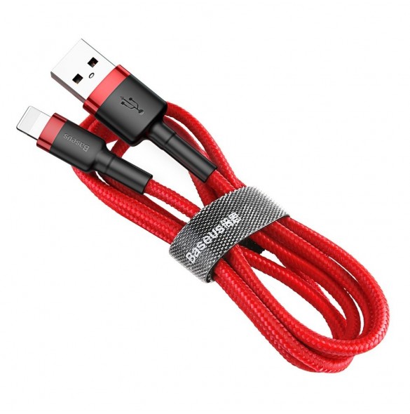 Baseus Cafule-kabel slitstark nylonsladd USB / Lightning QC3.0 2A 3M röd (CALKLF-R09)