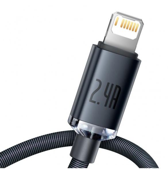 Baseus Crystal Shine Series-kabel USB-kabel för snabb laddning och dataöverföring USB Typ A - Lightning 2,4A 1,2m svart (CAJY000