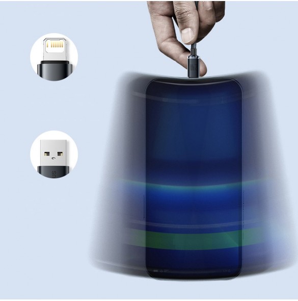 Baseus Crystal Shine Series-kabel USB-kabel för snabb laddning och dataöverföring USB Typ A - Lightning 2,4A 1,2m svart (CAJY000