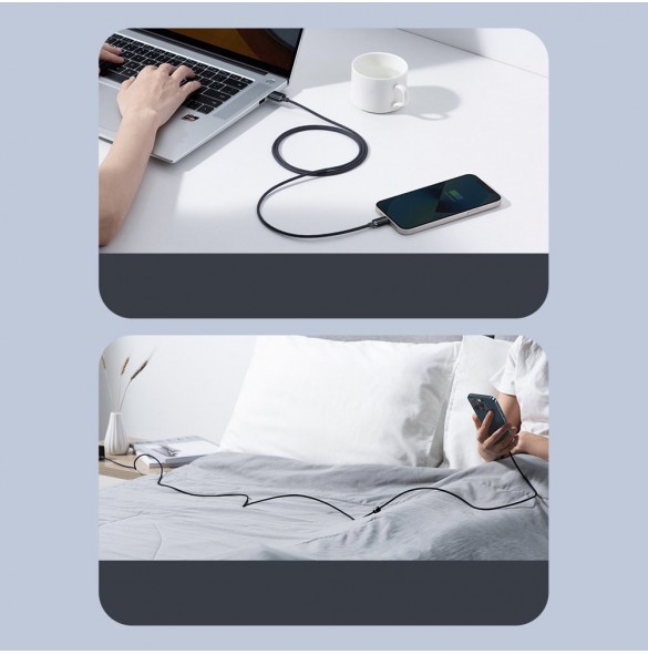 Baseus Crystal Shine Series-kabel USB-kabel för snabb laddning och dataöverföring USB Typ A - Lightning 2,4A 1,2m svart (CAJY000