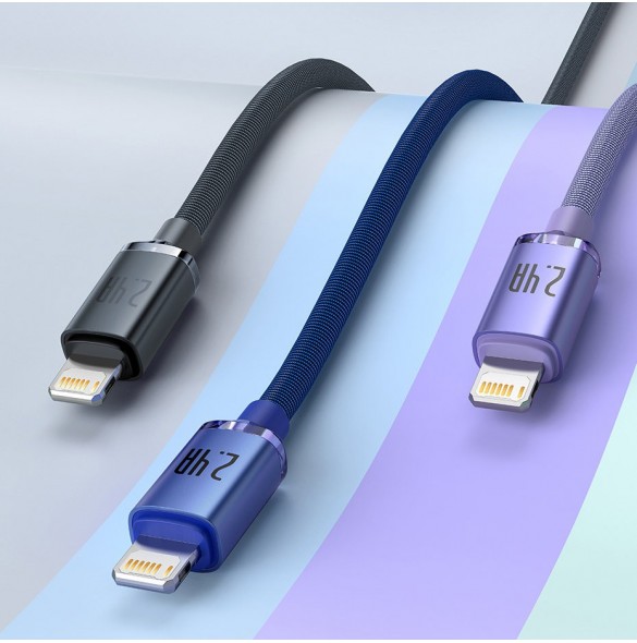Baseus Crystal Shine Series-kabel USB-kabel för snabb laddning och dataöverföring USB Typ A - Lightning 2,4A 1,2m svart (CAJY000