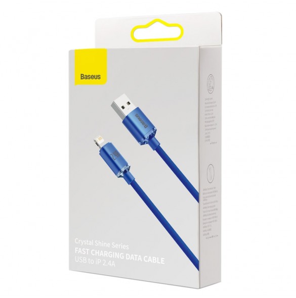 Baseus Crystal Shine Series-kabel USB-kabel för snabb laddning och dataöverföring USB Typ A - Lightning 2,4A 1,2m blå (CAJY00000