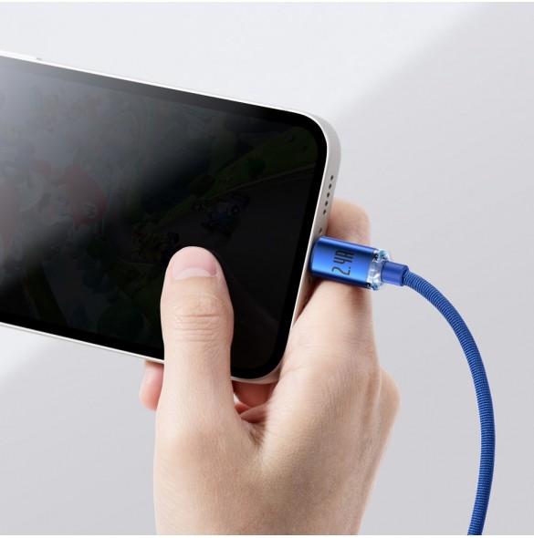 Baseus Crystal Shine Series-kabel USB-kabel för snabb laddning och dataöverföring USB Typ A - Lightning 2,4A 1,2m blå (CAJY00000
