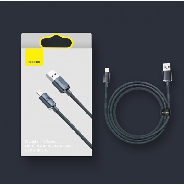 Baseus Crystal Shine Series-kabel USB-kabel för snabb laddning och dataöverföring USB Typ A - Lightning 2,4A 1,2m blå (CAJY00000