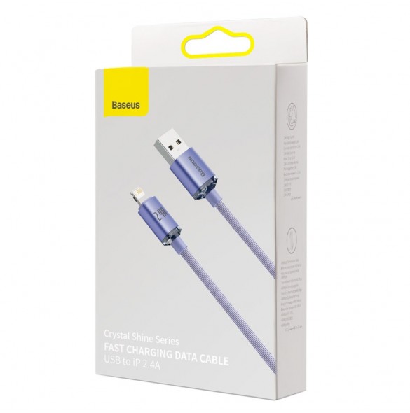 Baseus Crystal Shine Series-kabel USB-kabel för snabb laddning och dataöverföring USB Typ A - Lightning 2,4A 1,2m lila (CAJY0000