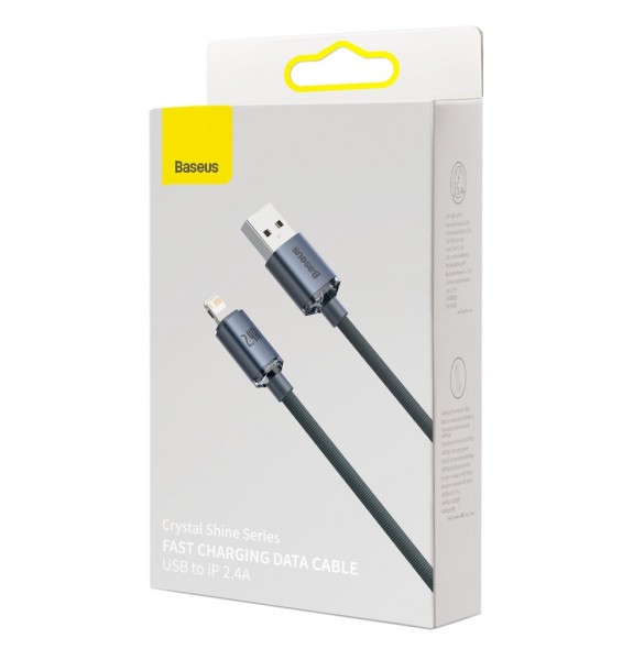Baseus Crystal Shine Series-kabel USB-kabel för snabb laddning och dataöverföring USB Typ A - Lightning 2,4A 2m svart (CAJY00010