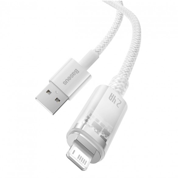Baseus Explorer Series-kabel USB - Lightning 2.4A 1 m vit (CATS010002)