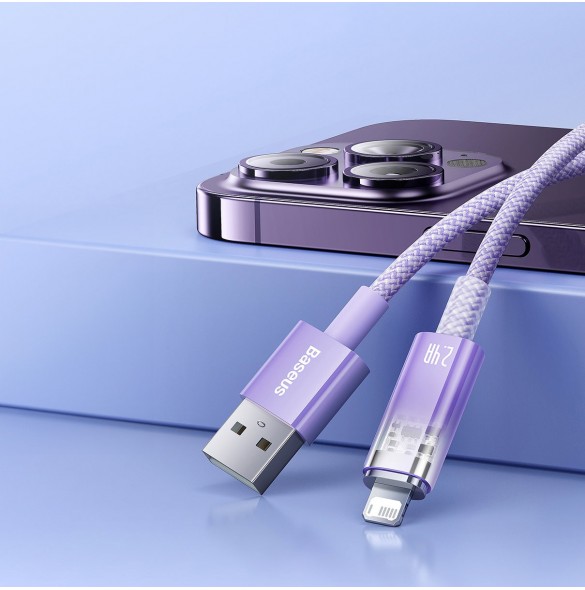 Baseus Explorer Series-kabel USB - Lightning 2.4A 1 m vit (CATS010002)