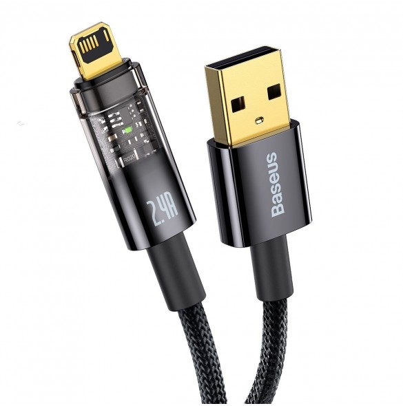 Baseus Explorer Series-kabel USB - Lightning 2.4A 2 m svart (CATS000501)