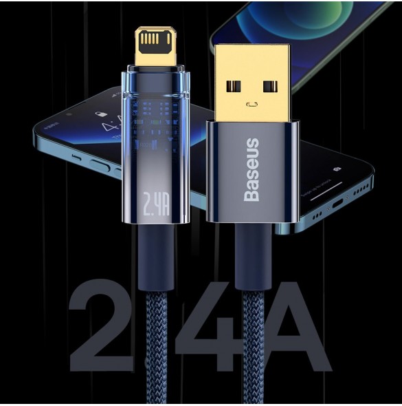 Baseus Explorer Series-kabel USB - Lightning 2.4A 2 m svart (CATS000501)