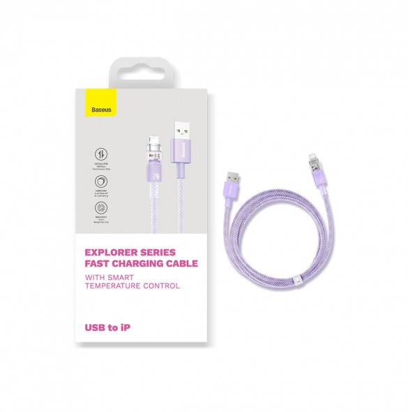 Baseus Explorer Series-kabel USB - Lightning 2.4A 2 m vit (CATS010102)