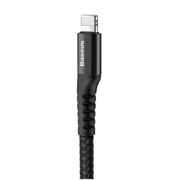 Baseus Fish Eye Spring Datakabel fjäderkabel USB / Lightning 1M 2A svart (CALSR-01)