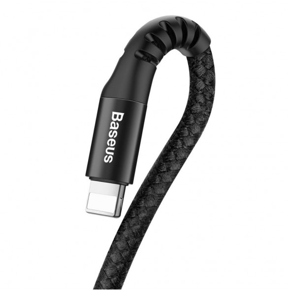 Baseus Fish Eye Spring Datakabel fjäderkabel USB / Lightning 1M 2A svart (CALSR-01)