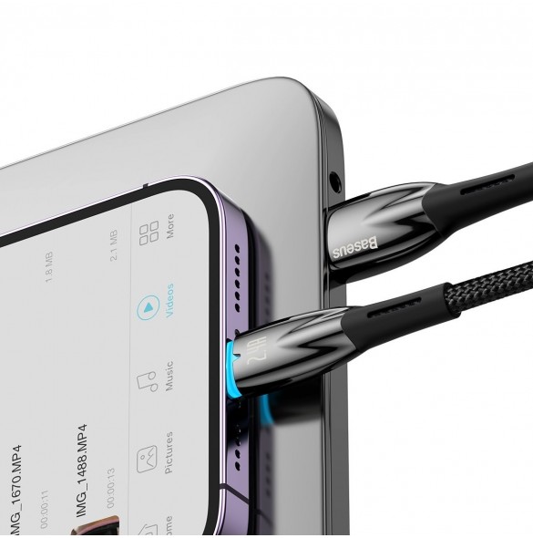 Baseus Glimmer Series kabel USB-A - Lightning 480Mb/s 2.4A 2m svart