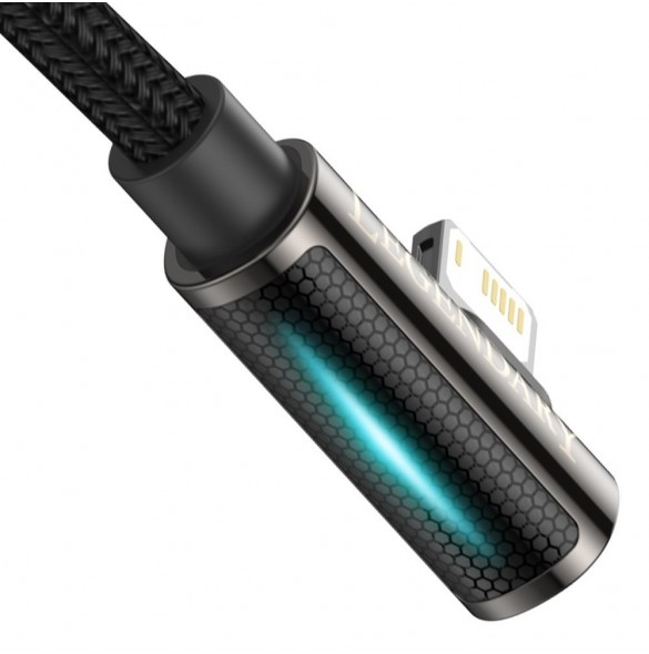 Baseus Legendarisk vinklad nylonkabel USB - Lightning för spelare 2,4A 1m svart (CALCS-01)