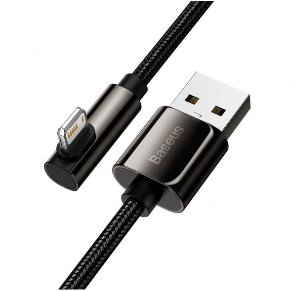 Baseus Legendarisk vinklad nylonkabel USB - Lightning för spelare 2,4A 1m svart (CALCS-01)