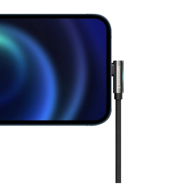 Baseus Legendarisk vinklad nylonkabel USB - Lightning för spelare 2,4A 1m svart (CALCS-01)