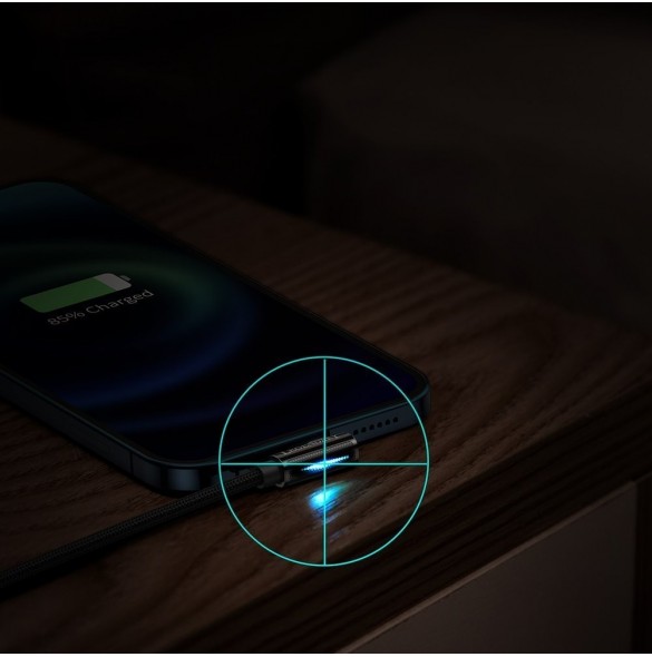 Baseus Legendarisk vinklad nylonkabel USB - Lightning för spelare 2,4A 1m svart (CALCS-01)