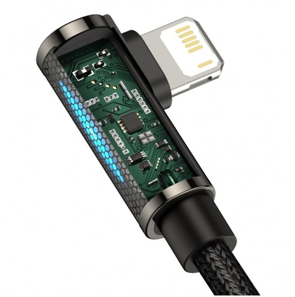 Baseus Legendarisk vinklad nylonkabel USB - Lightning för spelare 2,4A 2m svart (CALCS-A01)