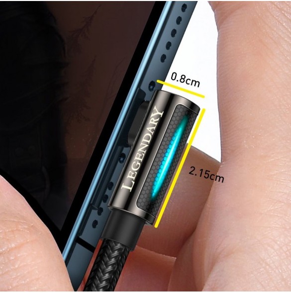 Baseus Legendarisk vinklad nylonkabel USB - Lightning för spelare 2,4A 2m svart (CALCS-A01)