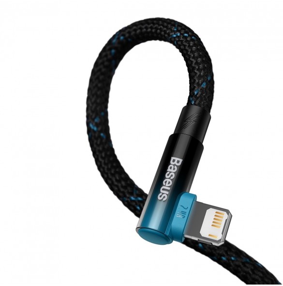 Baseus MVP 2 Vinklad armbågskabel med USB/Lightning-kontakt på sidan 1m 2,4A blå (CAVP000021)