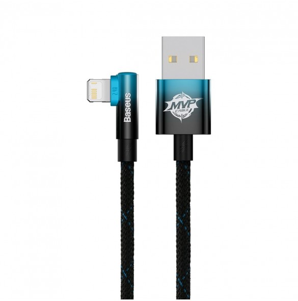 Baseus MVP 2 Vinklad armbågskabel med USB/Lightning-kontakt på sidan 1m 2,4A blå (CAVP000021)