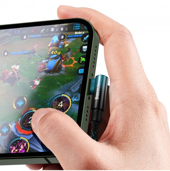 Baseus MVP 2 Vinklad armbågskabel med USB/Lightning-kontakt på sidan 1m 2,4A blå (CAVP000021)
