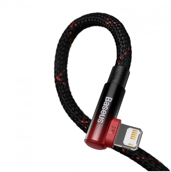 Baseus MVP 2 Vinklad armbågskabel med USB/Lightning-kontakt på sidan 1m 2,4A röd (CAVP000020)