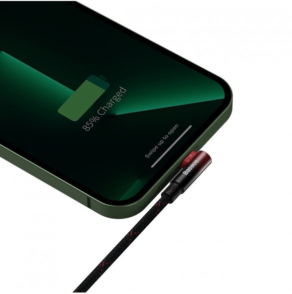 Baseus MVP 2 Vinklad armbågskabel med USB/Lightning-kontakt på sidan 1m 2,4A röd (CAVP000020)