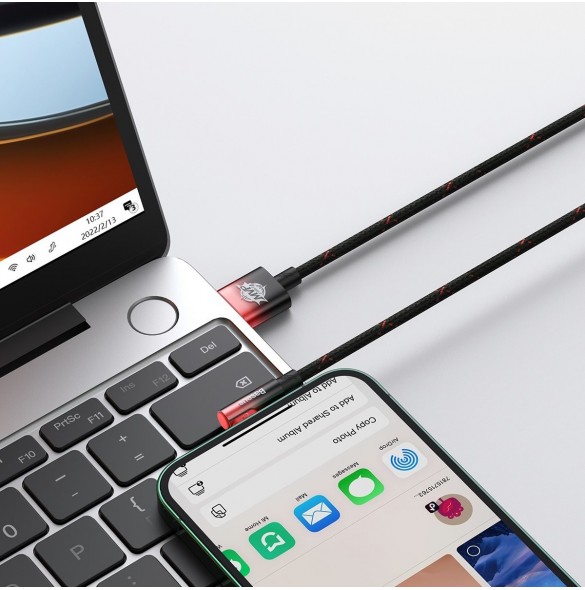 Baseus MVP 2 Vinklad armbågskabel med USB/Lightning-kontakt på sidan 1m 2,4A röd (CAVP000020)